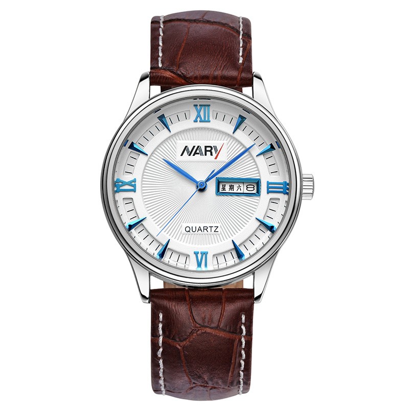 nary jam tangan analog kulit 5400 brown blue nary jam tangan analog kulit 5400 brown blue