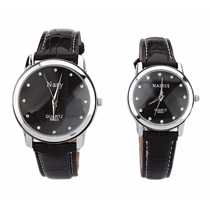 Nary Jam Tangan Analog Pria Strap Kulit - 6003 - Black 