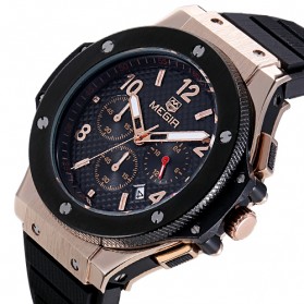 MEGIR Jam Tangan Analog - MN3002 - Black Gold - 2