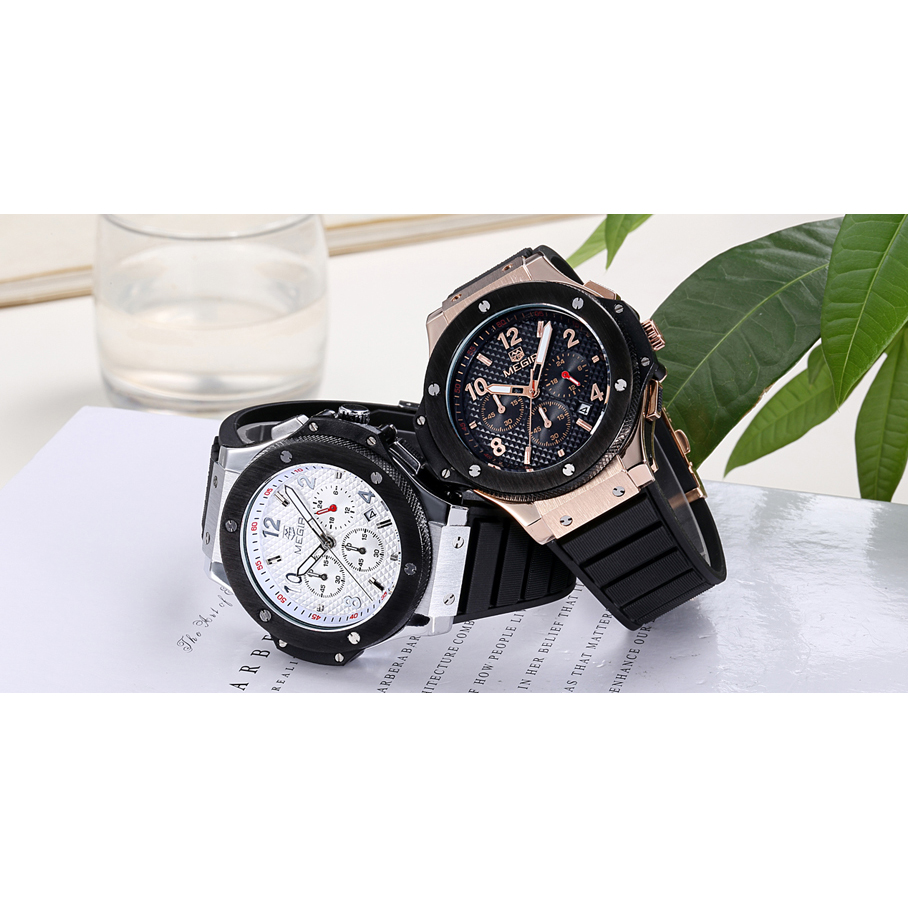 MEGIR Jam Tangan Analog - MN3002 - Black Gold 