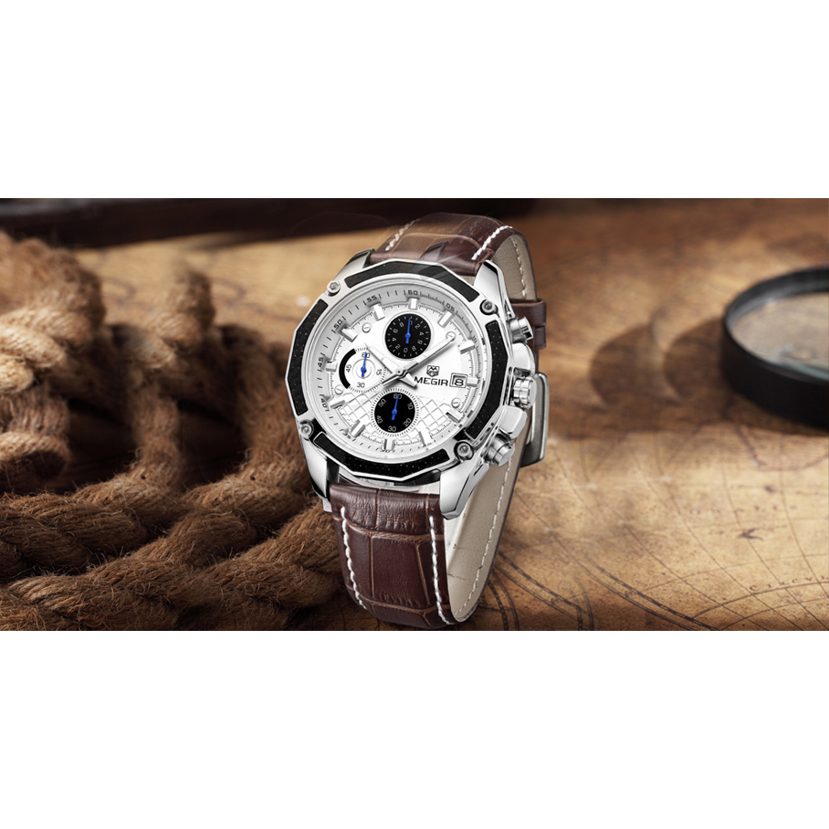 megir jam tangan analog ml2015gbn brown white megir jam tangan analog ml2015gbn brown white
