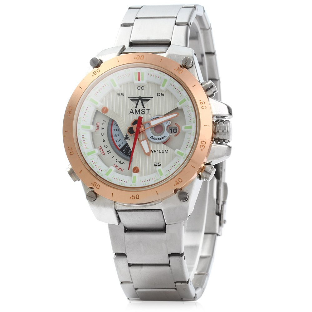 AMST Jam Tangan Analog Pria AM3008 Silver Gold JakartaNotebookcom