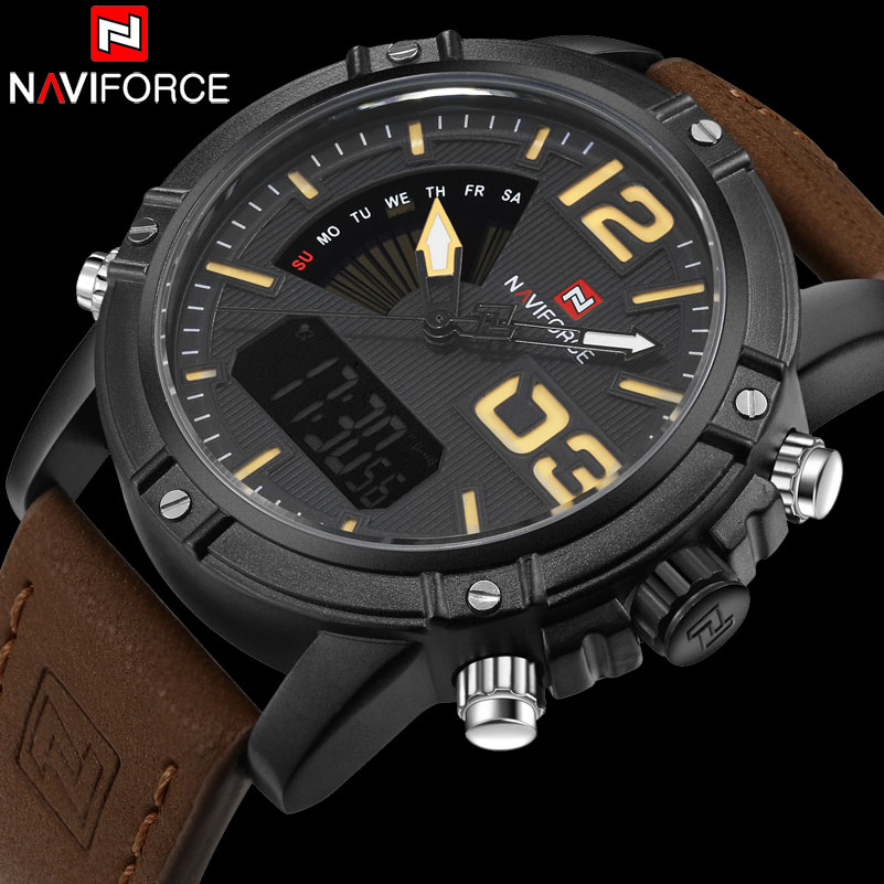 Jam Tangan Pria Naviforce 9095 navi jam tangan analog digital pria 9095 black