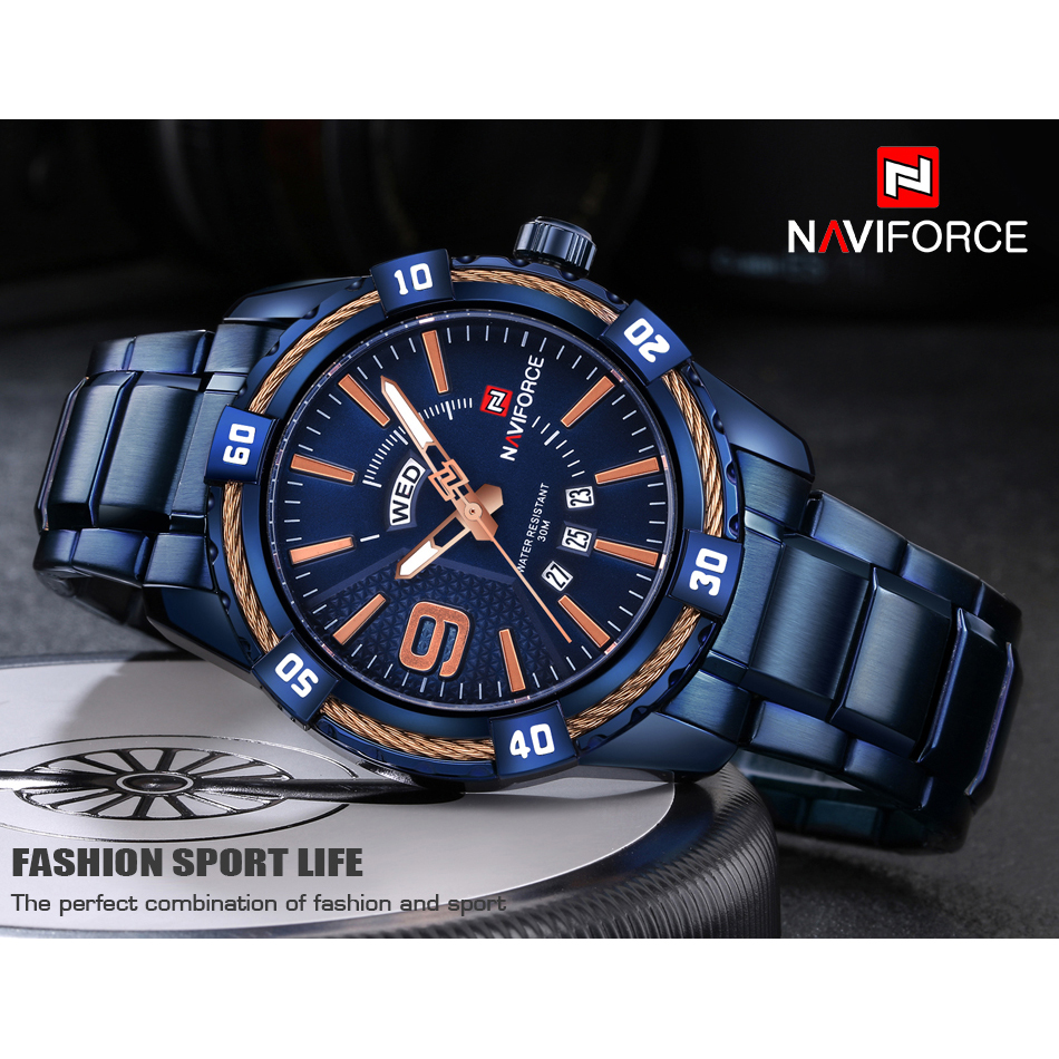 Navi Force Jam Tangan Analog Pria - 9117 - Black - JakartaNotebook.com