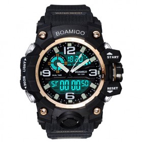 BOAMIGO Jam Tangan Analog Digital Pria - F-502 - Black Gold