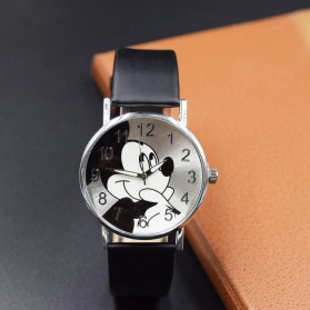 Mickey Mouse Children Watch Leather Strap - Black - 1