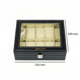Rhodey Kotak Jam Tangan Luxury 10 Slot - Z-0003 - Black - 7