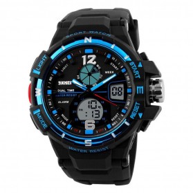 Mortima Men Sport Analog LED Watch Water Resistant 50m - AD1148 - Black/Blue - 1