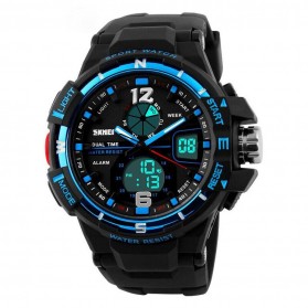 Mortima Men Sport Analog LED Watch Water Resistant 50m - AD1148 - Black/Blue - 2