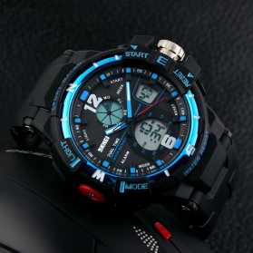 Mortima Men Sport Analog LED Watch Water Resistant 50m - AD1148 - Black/Blue - 5