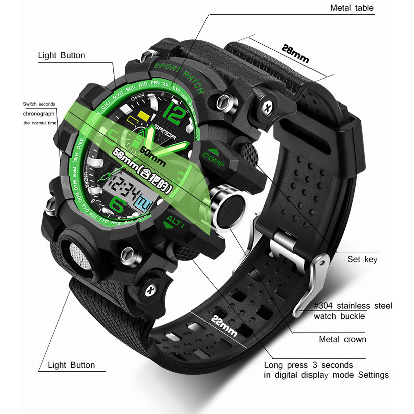 sanda jam tangan sporty pria sd 732 black sanda jam tangan sporty pria sd 732 black