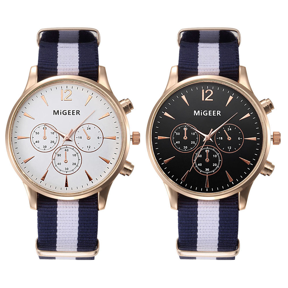 MiGEER Jam Tangan Fashion Pria Strap Berwarna - White 