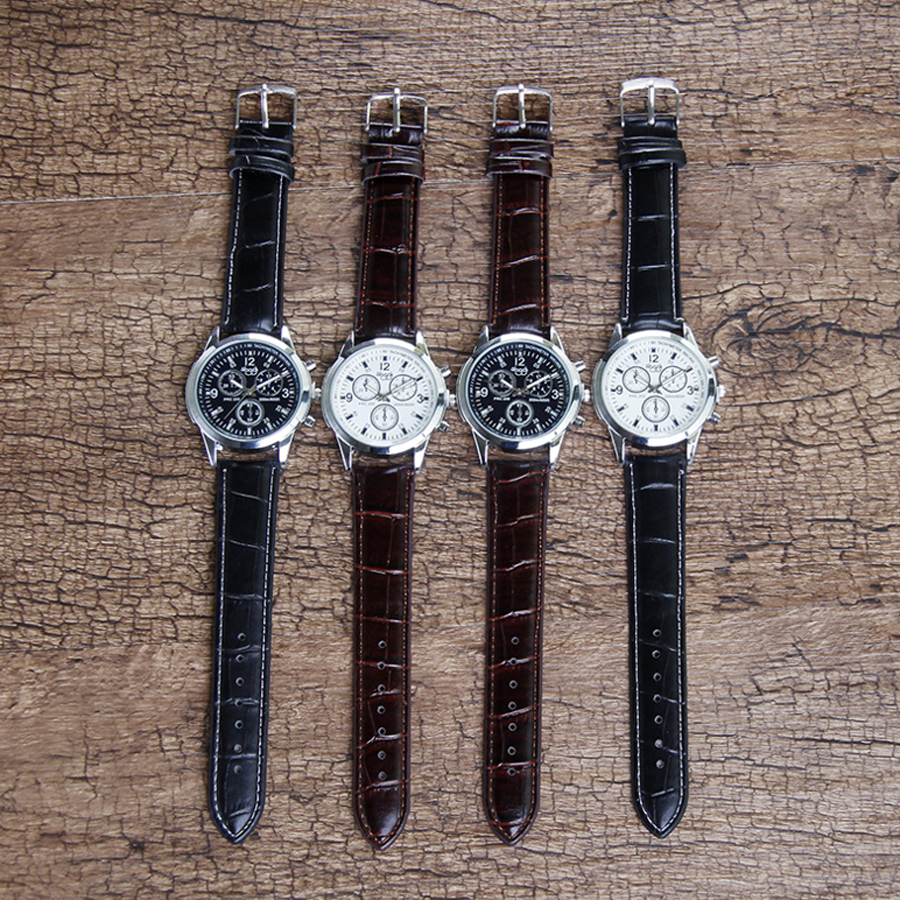 Sloggi Jam Tangan Kasual Pria Strap Kulit Black Black 4 .