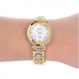 Weiqin Jam Tangan Analog Hodinky Crystal Wanita - wei6566 - Golden - 5