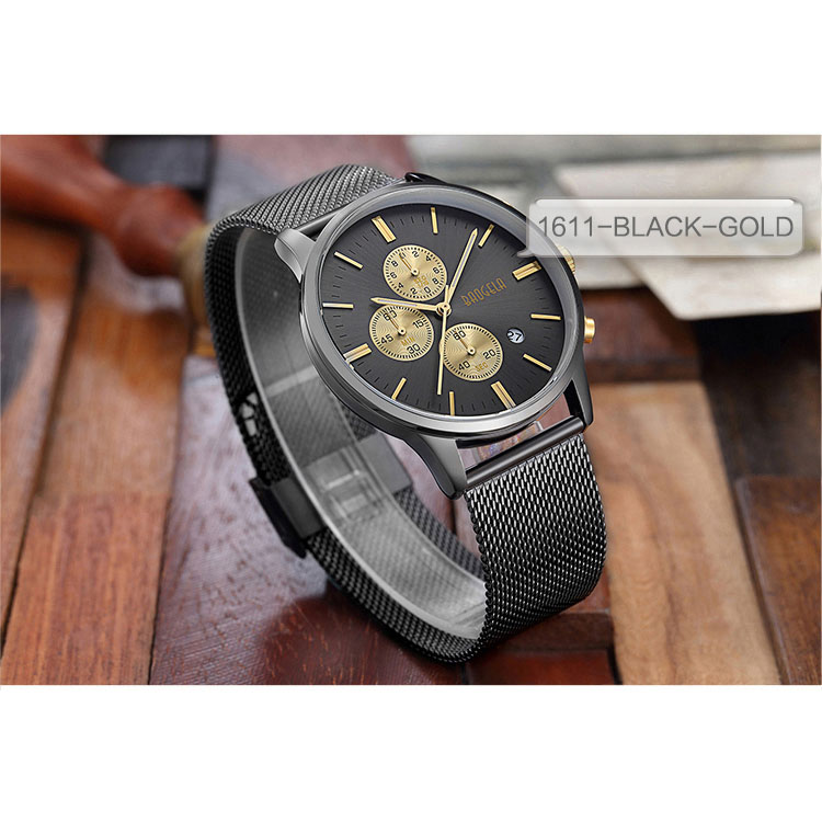 BOAGELA Jam Tangan Analog Pria - 1611 - Black Gold - 7 .