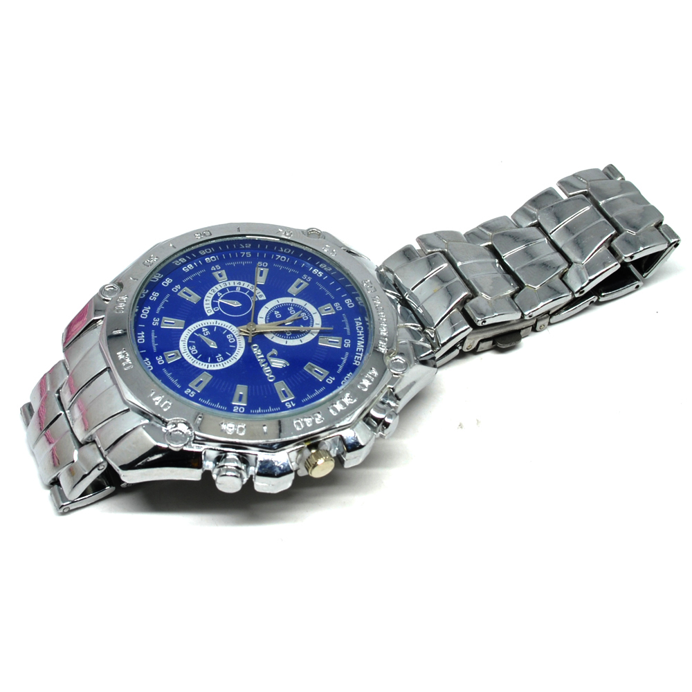 Orlando Stainless Steel Band Quartz Watch with Tachymeter Dark Blue