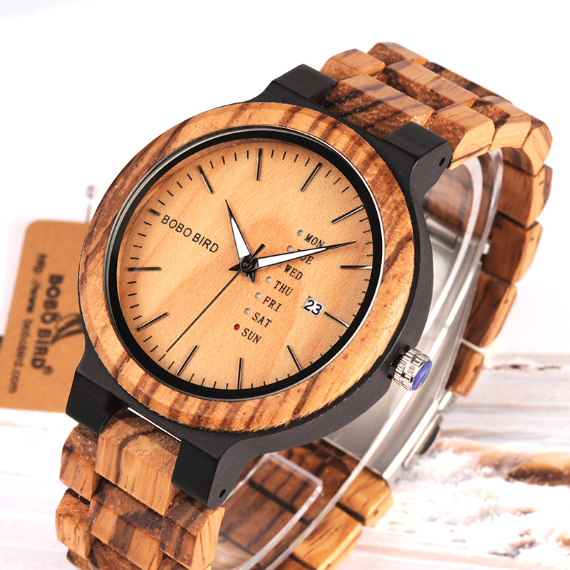 BOBO BIRD Jam  Tangan Kayu  Analog Pria  026 Brown 