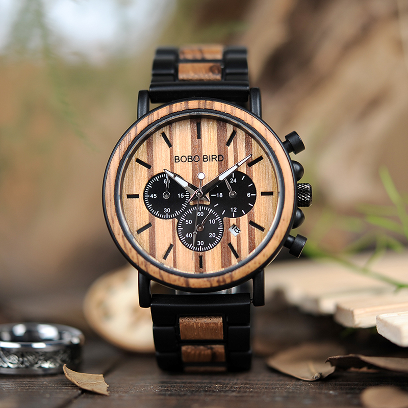 Gambar produk BOBO BIRD Jam Tangan Kayu Chrono Pria - WP09