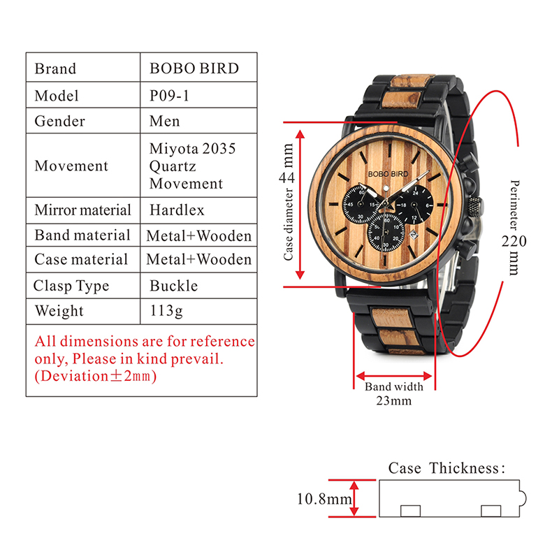 Gambar produk BOBO BIRD Jam Tangan Kayu Chrono Pria - WP09