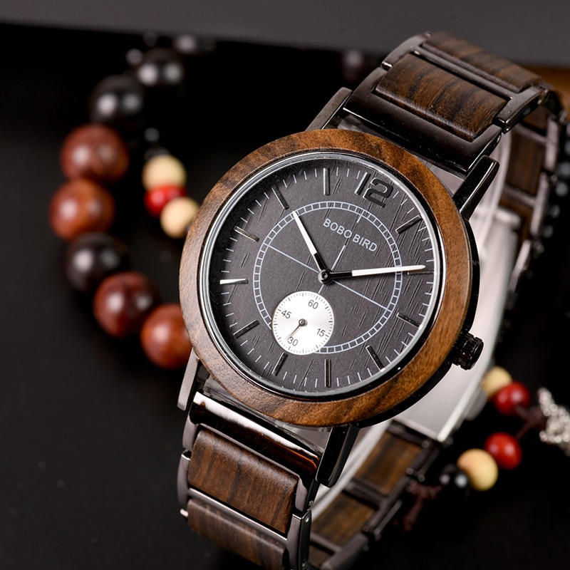 BOBO BIRD Jam Tangan Kayu  Seiko Movement Model Bulat R12 