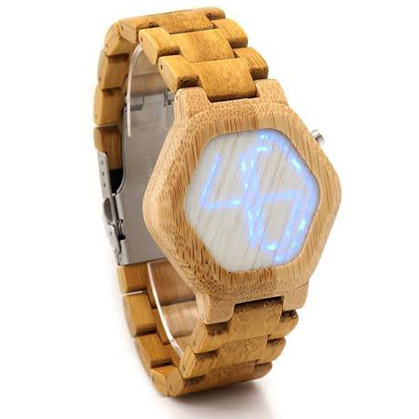  BOBO  BIRD  Jam  Tangan Kayu  LED Pria E03 Wooden 