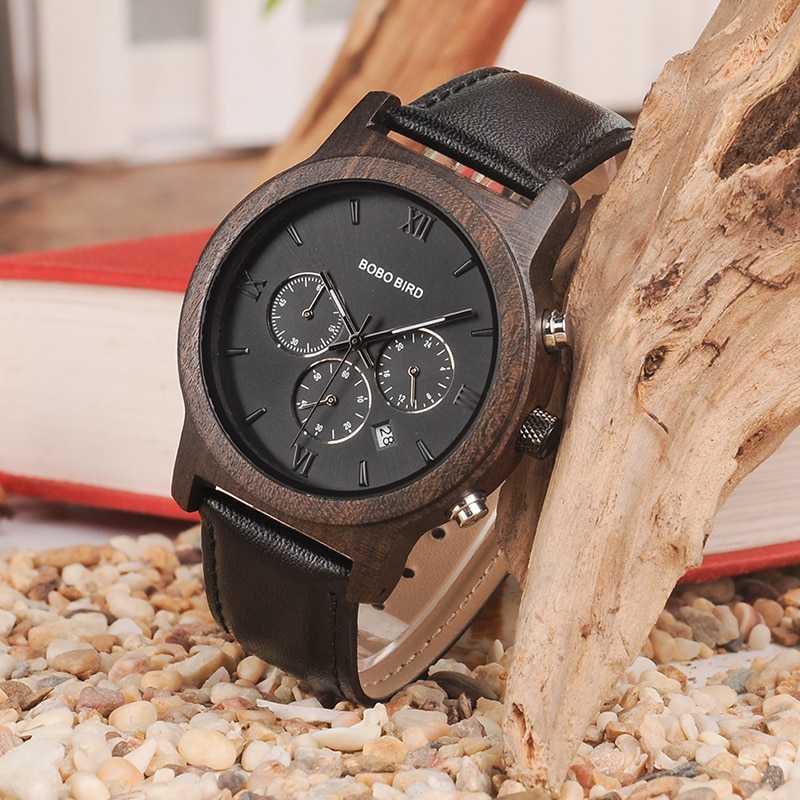 Gambar produk BOBO BIRD Jam Tangan Kayu Leather Strap Doff - WP28