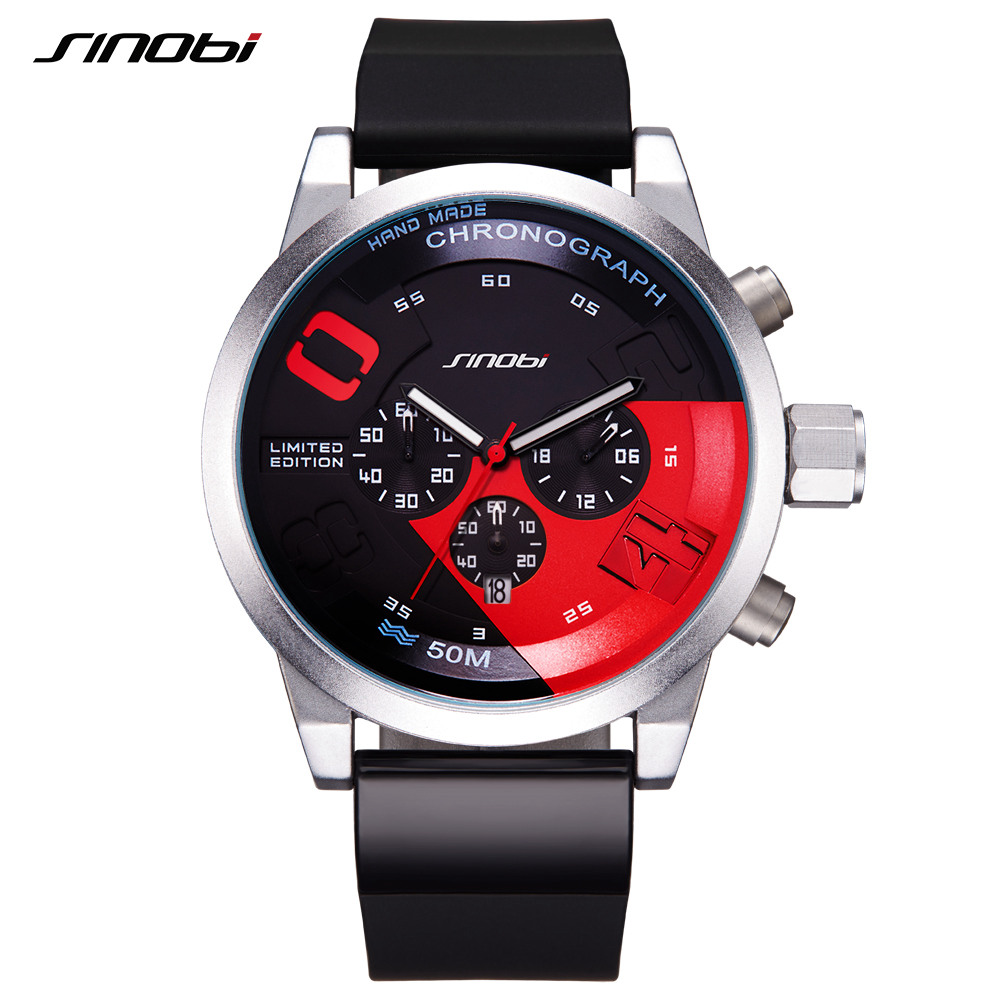 SINOBI Jam Tangan Analog Pria 9680 Black Red SINOBI Jam Tangan Analog Pria 9680 Black Red