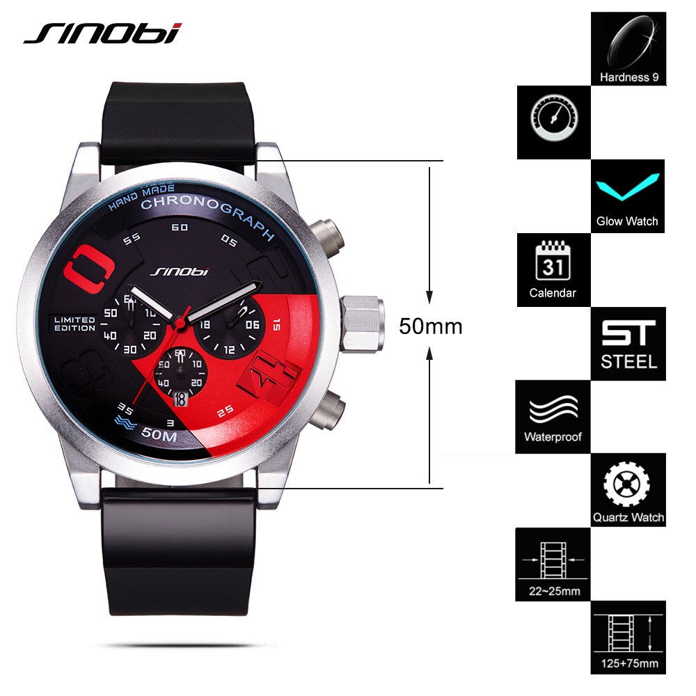 SINOBI Jam Tangan Analog Pria 9680 Black Blue SINOBI Jam Tangan Analog Pria 9680 Black Blue