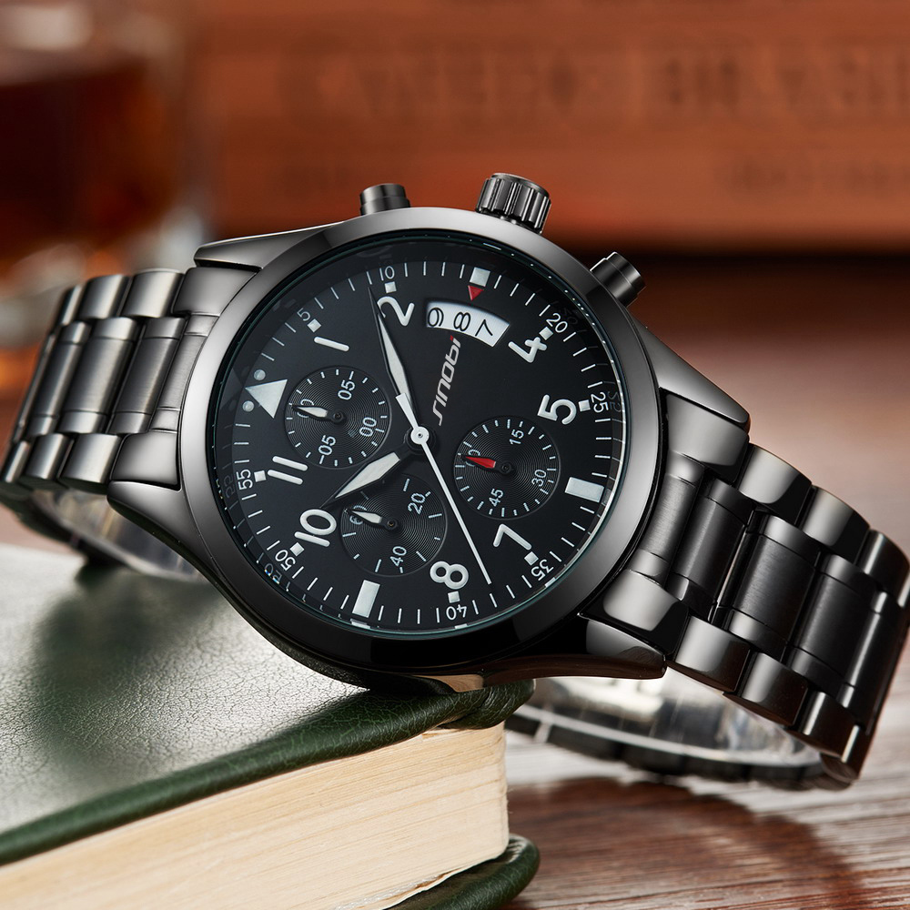 SINOBI Jam Tangan Pilot Chrono Pria 9639 Black SINOBI Jam Tangan Pilot Chrono Pria 9639 Black