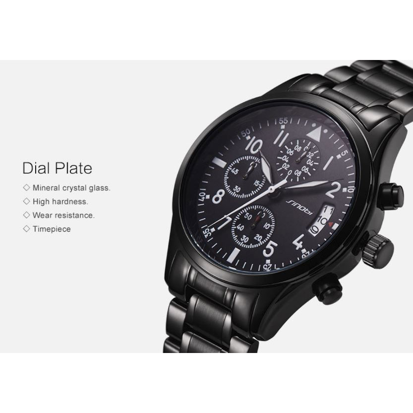 SINOBI Jam Tangan Pilot Chrono Pria 9639 Black SINOBI Jam Tangan Pilot Chrono Pria 9639 Black