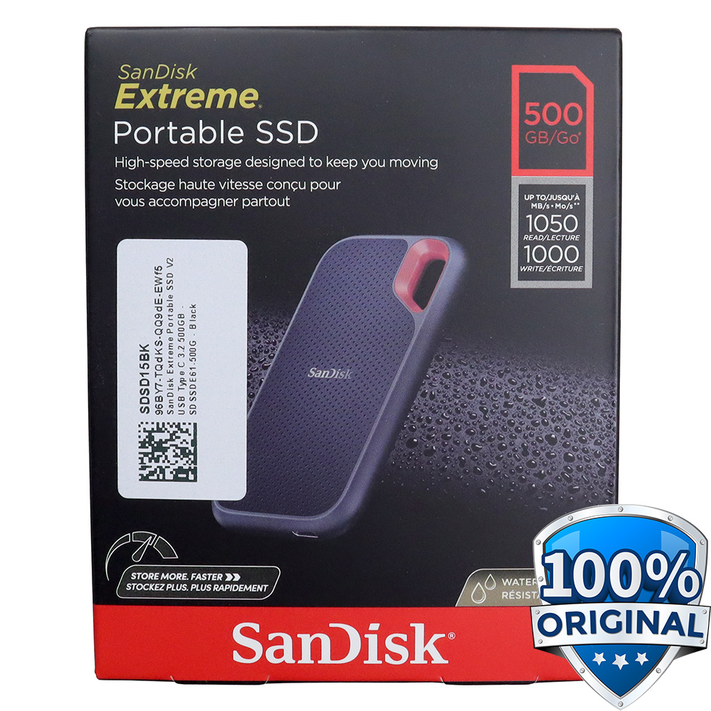 SanDisk Extreme Portable SSD V2 USB Type C 3.2 500GB - SDSSDE61-500G - Black - JakartaNotebook.com