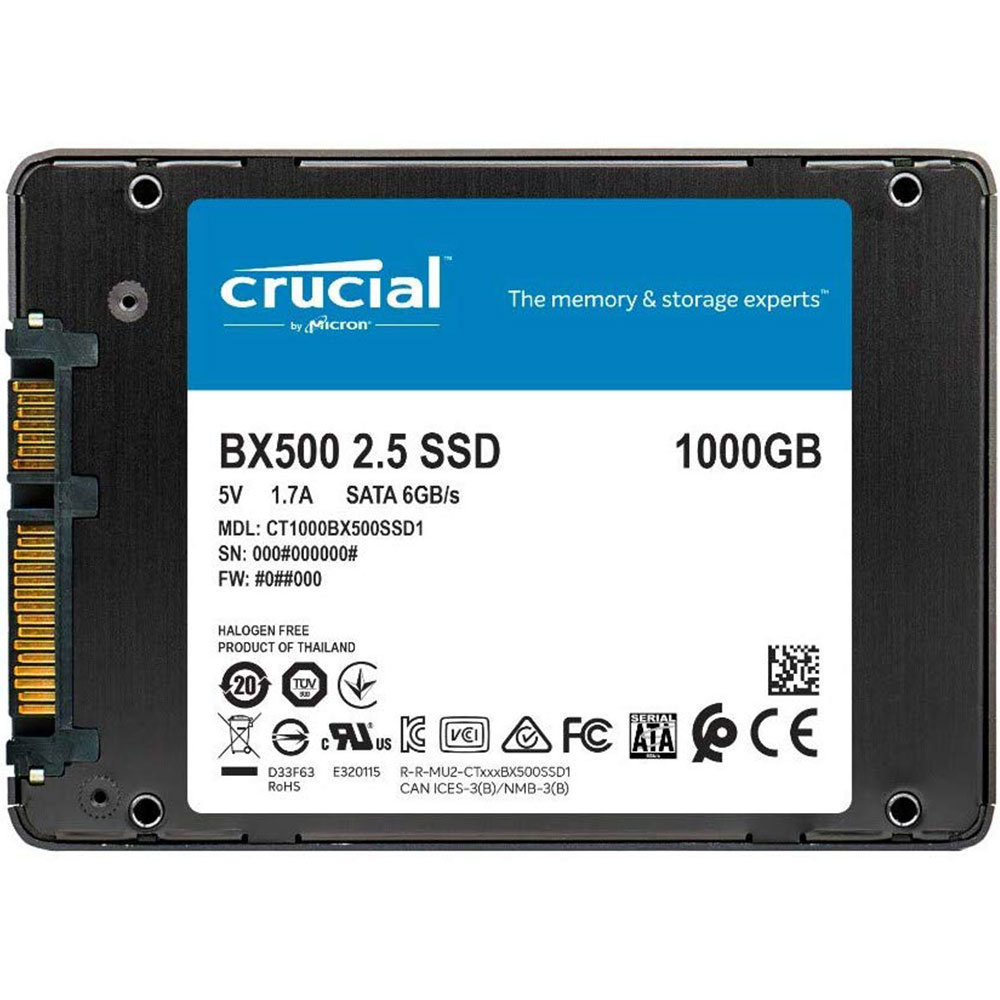 Crucial SATA 2.5 Internal SSD 6GB/s 1TB - BX500 - Black