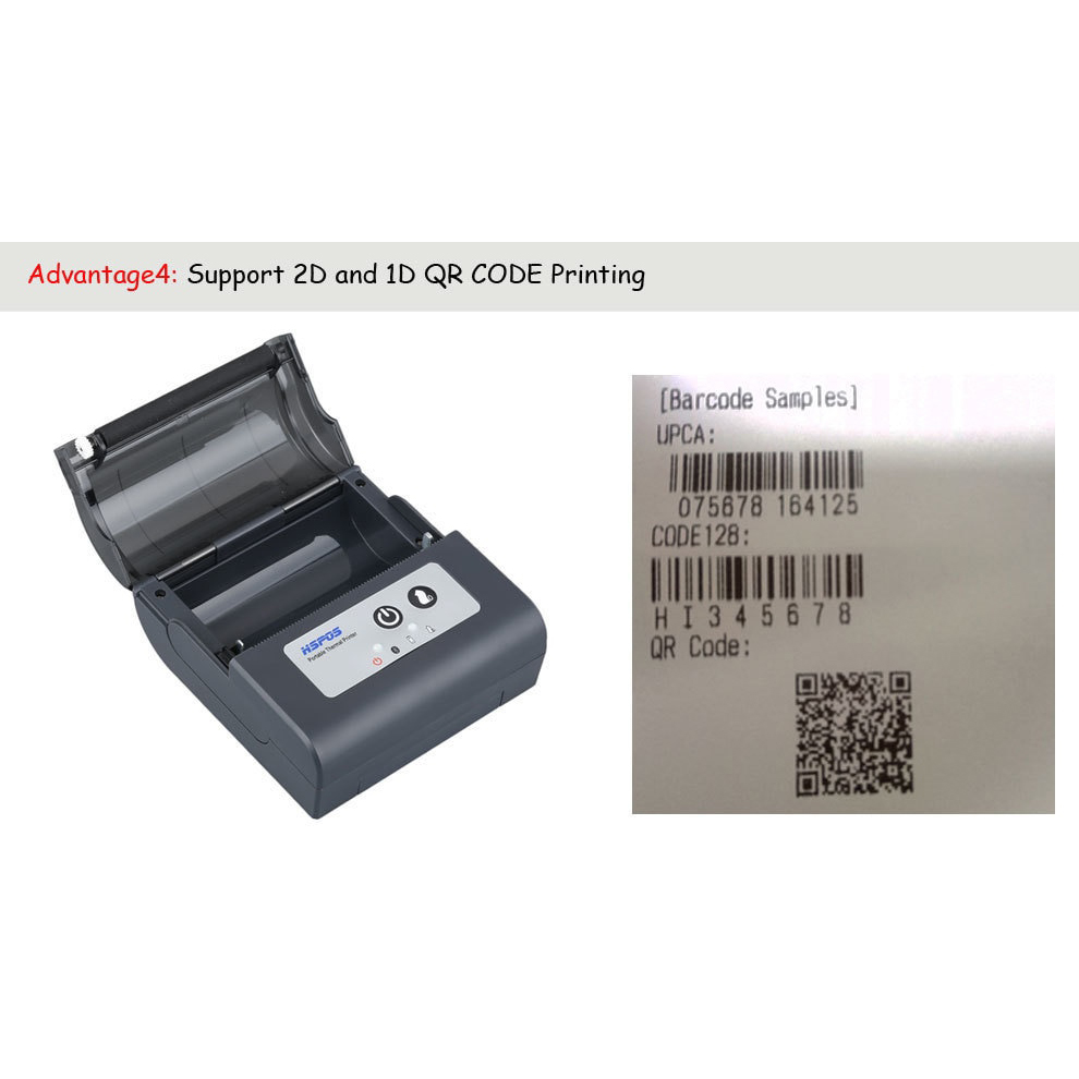 HSPOS Mini Portable Bluetooth Thermal Receipt Label Printer 80mm - HS-88AI - Black - JakartaNotebook.com