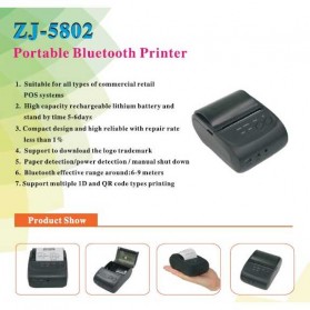 Zjiang Printer Resep Thermal Bluetooth - ZJ-5802DD - Black - 2