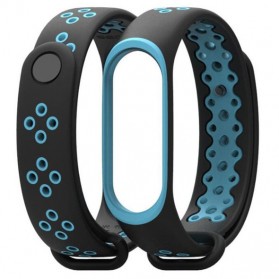 Mijobs Sport Strap Watchband Breathable Silicone for Xiaomi Mi Band 3/4 - Black/Blue