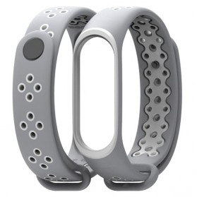 Mijobs Sport Strap Watchband Breathable Silicone for Xiaomi Mi Band 3/4 - Gray/White