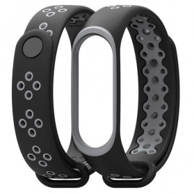 Mijobs Sport Strap Watchband Breathable Silicone for Xiaomi Mi Band 3/4 - Black/Gray