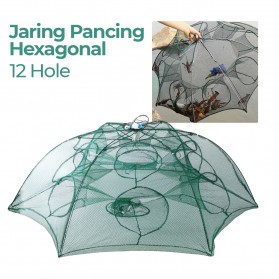 Jaring Pancing Ikan Hexagonal 12 Hole Fishing Net Trap Cage - H14572