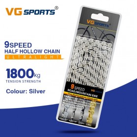 VG Sports Rantai Sepeda Bicycle Chain Half Hollow 9 Speed for Mountain Road Bike - Silver