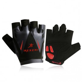 REXCHI Sarung Tangan Sepeda Half Finger Size XL - BF10 - Black/Red
