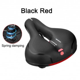 TaffSPORT Sadel Sepeda Mountain Bike Saddle Leather Model Spring - SX223-06 - Black/Red