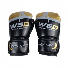 WOESAD Sarung Tangan Tinju MMA UFC Boxing Muay Thai Leather Glove 12 OZ - WSD-85 - Black
