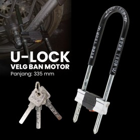LIANGSHAN U-Lock Gembok Panjang Velg Ban Sepeda Motor Anti Maling 335mm - 902B - Black