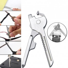 URSnack Pembuka Tutup Botol Pisau Obeng EDC Keychain Pocket Tools - E9113 - Silver