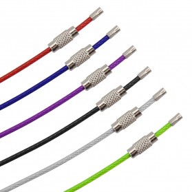Fbiannely Tali Gembok Gantungan Kunci Stainless Steel Wire Cable - F10 - Red - 4