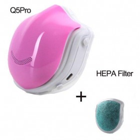 Pudun Masker Udara Electric Mask Respirator HEPA Filter USB Rechargeable - Q5 Pro - Pink