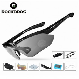 Rockbros Kacamata Sepeda Polarized dengan 5 Lensa Myopia - 0089 - Black