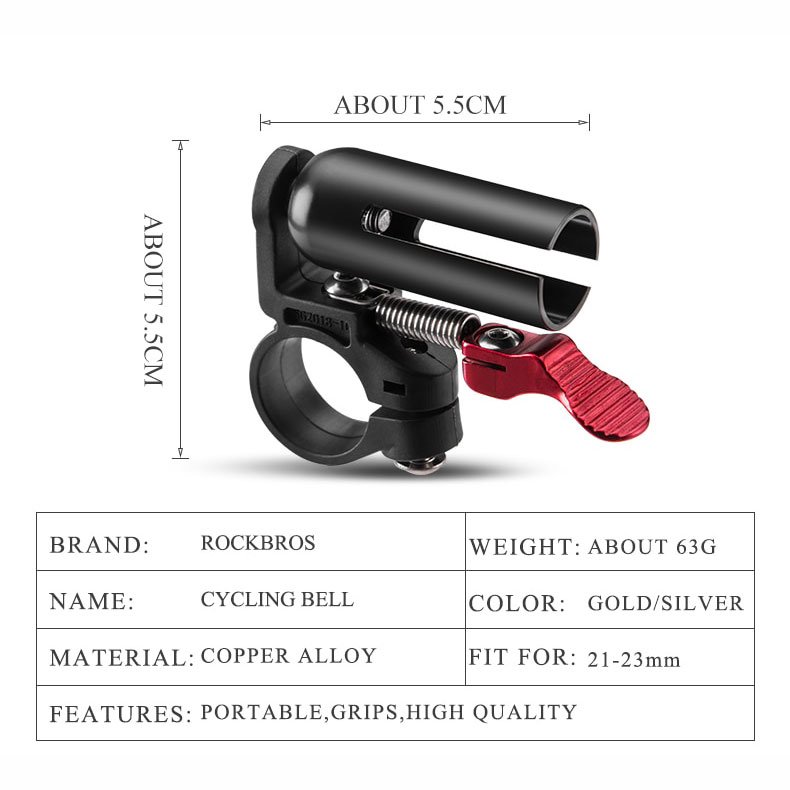 Rockbros Bell Sepeda Copper Bike Horn - 2018-1C - Black