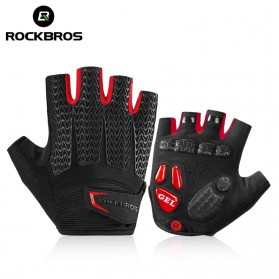Rockbros Sarung Tangan Sepeda Half Finger Shock Gel Absorber Size L - S169 - Black