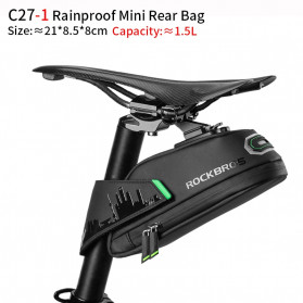 Rockbros Tas Barang Sadel Belakang Sepeda Bike Bag Waterproof 1.5L - C27-1 - Black